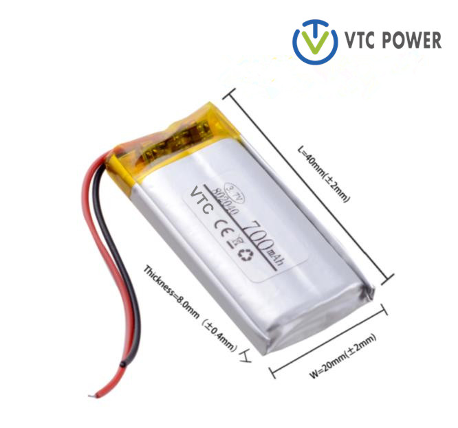 802040 700mah 3.7v Lipo Li-Polymer rechargeable بیٹری رجسٹرار کیمرہ سمارٹ ڈیش کیم کے لیے