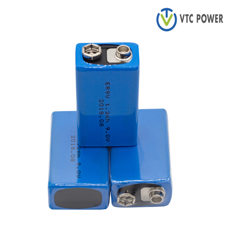 ER9V Lithium بیٹری 9v 1200mah سموک ڈیٹیکٹر، سموک ڈیٹیکٹر، سموک الارم کے لیے